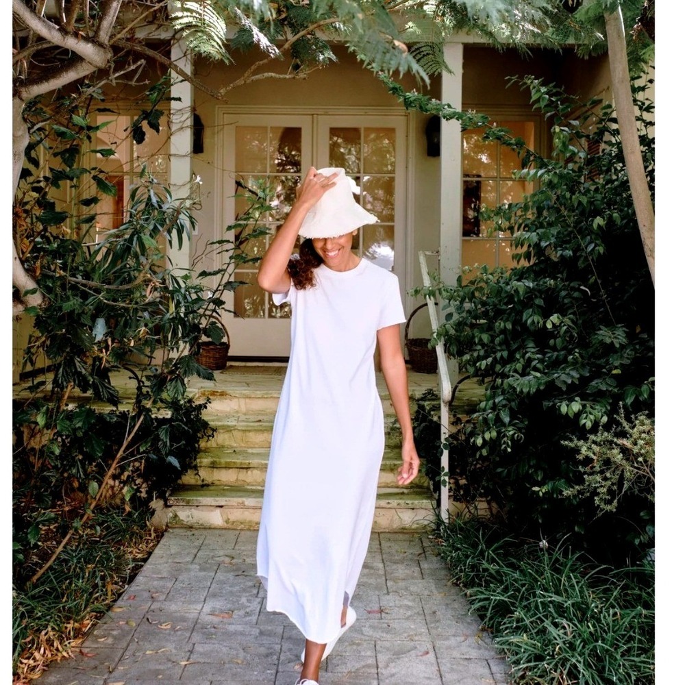Frank & Eileen Tee Lab T-Shirt Maxi Dress SZSmall White Jersey Knit Short Sleeve - Picture 2 of 13